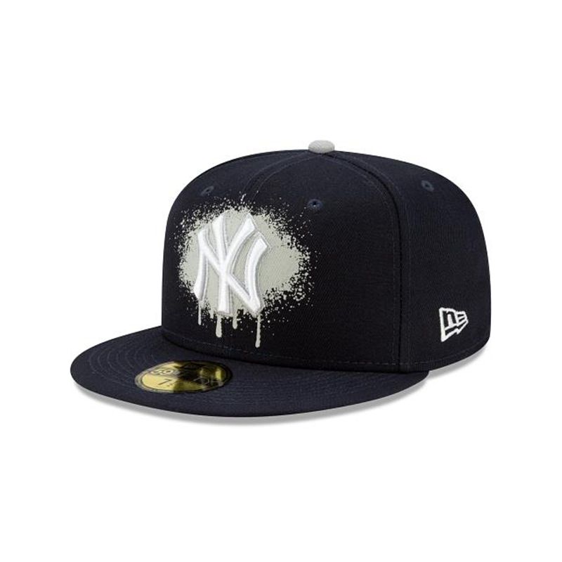 MLB New York Yankees Drip Front 59Fifty Fitted (ZLT9818) - Blue New Era Caps